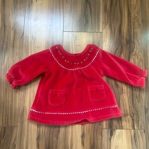 Vintage Red Velvet Baby Dress with Embroidered Details